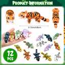 Honoson 12 Pcs 3D Printed Animal Fidget 3D Mini Animal Flexible Cute Articulated Small Stress Pet Relief Fidget for Adult Party Favors Home Display(10-13cm,Tiger)