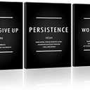 6 PCS Motivational Never Give Up Canvas Wall Art, Inspiration Work Hard Persistence Quotes Reminder Decor Positive Affirmation Poster Success Wall Hanging Picture Leadership Gift for Home Office Workplace
