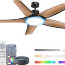 Dreo Smart Ceiling Fans with Lights, Low Profile Ceiling Fan with Alexa/App, 52'' Dimmable Lighting & Color Tuning, RGB Ambient Light for Living Room, Game Room, Easy Installation, Quiet, Black