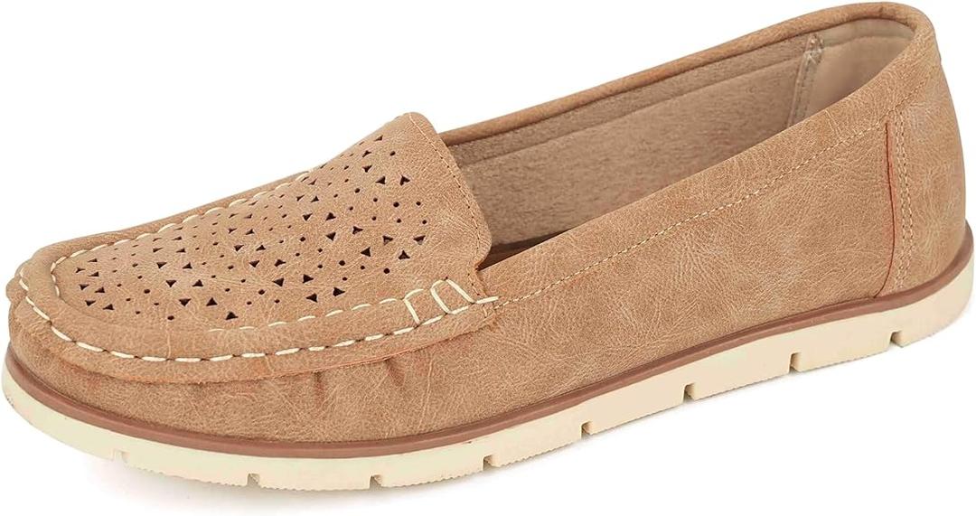 JABASIC Womens Penny Loafers Breathable Slip on Flat Shoes Moccasins Size 8
