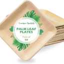 6 Inch Square Palm Leaf Dessert Plates -Bamboo Plates for Appetizers - Compostable and Eco-Friendly- Pack of 50ct