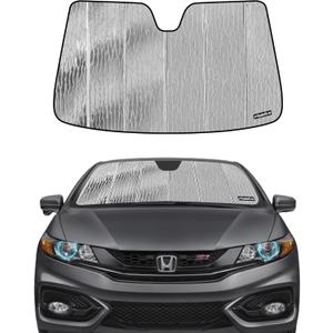 Windshield Sun Shade for Honda Civic Sedan 2012-2015,Front Window Sunshade Shield,2-in-1 Reflective Sun Shade,Silver for Summer, Black for Winter