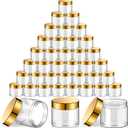 SATINIOR 36 Pieces 8 oz Plastic Jars with Lids Wide Mouth Airtight Reusable Container Acrylic Cosmetic Small Jars for Lotions Ointments Travel Toiletries Creams Make up Storage(Gold)