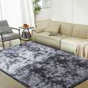 Ultra Soft Rug for Living Room, 4X6 Fluffy Shag Area Rug for Bedroom, Modern Shaggy Carpets Fuzzy Rug for Teens Dorm Nursery Home Decor Aesthetic, Upgrade Anti-Skid Durable, Tie Dye Black and Grey