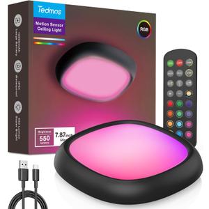 Rechargeable Ceiling Light Bundle, Waterproof Shower Light with Motion Sensor, 1x 3-CCT White & 1x RGB Color Changing for Bathroom, Garage, Closet