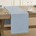 ZeeMart Basic Linen Style Table Runner, 14 x 48 Inch Blue Chambray, Rustic Farmhouse Light Dusty Blue Table Runners 48 Inches Long, Everyday Polyester Table Runner - Machine Washable & Easy Care