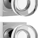 coolnews 2 Pack Crystal Glass Dummy Door Knobs Interior, Single Side Round Dummy Door Knob for Closet/Hall, Polished Chrome
