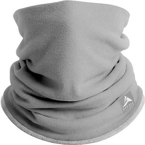 GXCROR Winter Neck Warmer, Reversible Fleece Gaiter Scarf, Windproof Face Mask for Men & Women (Khaki (Child))