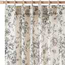 jinchan Pinch Pleated Curtains Floral Linen Blend Curtains for Living Room 96 Inches Length Black Peony Flower Printed Curtain Rod Pocket Back Tab Farmhouse Pinch Pleat Drapes with Hooks Set 2 Panels