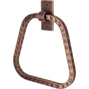 Monarch Abode Bathroom Towel Holder  7-Inch Round Antique Copper Bathroom Hand Towel Holder for Bathrooms Wall, Metal Hand Hammered Towels Ring Wall Mount, Modern Surface-Mounted Ring Hanger