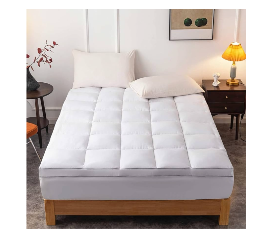 Mattress Topper Queen Size - Extra Thick Mattress Pad Cover - Pillow Top Deep Pocket with Breathable 7D Spiral Fiber Filling Cooling Mattress Cover