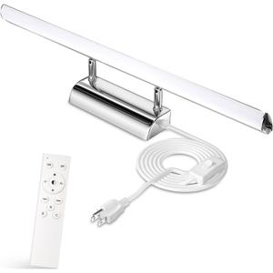 Bonlux 9W Bathroom LED Vanity Light 22 inch, 3 Color Adjustable 3000K/ 4000K/ 6000K, Dimmable Wall Mounted Plug in Light Fixture with Remote Control Memory Function for Cabinet Mirror Lighting