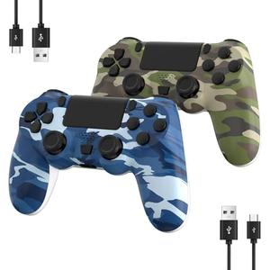 2 Pack Wireless Controller for Ps4/Slim/Pro with 1000mah Battery/Dual Vibration/Audio Jack/6-axis Motion Sensor(Camouflage Green and Camouflage Blue)