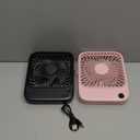 TOPK 2 Pack 5000mAh Portable Desk Fan, Ultra-thin Strong Wind Digital Display 4 Speeds Adjustable Small Quiet Battery Powered Personal Travel Fan for Bedroom, Office, Cruise, Library, Outdoor (Black & Pink)