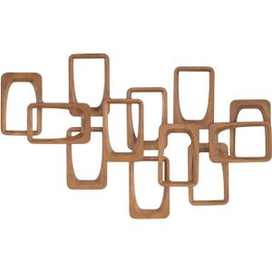 deco 79 Wood Geometric Wall Decor, Art 46" x 2" x 29", Brown, 46"L x 1.5"W