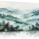 Large Canvas Wall Art Mountain Botanical Large Landscape White Foggy Forest Pine Trees Fog Canvas Paintings Wall Painting Rustic Home Decor Wall Decor for Living Room Office Ready to Hang 30x60inch (Multi3)