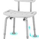 Adjustable Small Stool Heavy Duty Padded Shower Chair for Seniors Elderly Handicap Disabled Bariatric Adults Or Women with Back Bench Seat for Inside Shower Stall and Bathroom Bath Tub Seats Chairs
