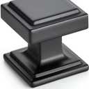 Black Kitchen Cabinet Knobs - 15 Pack Square Matte Black Drawer Pulls and Knobs for Cabinets and Drawers
