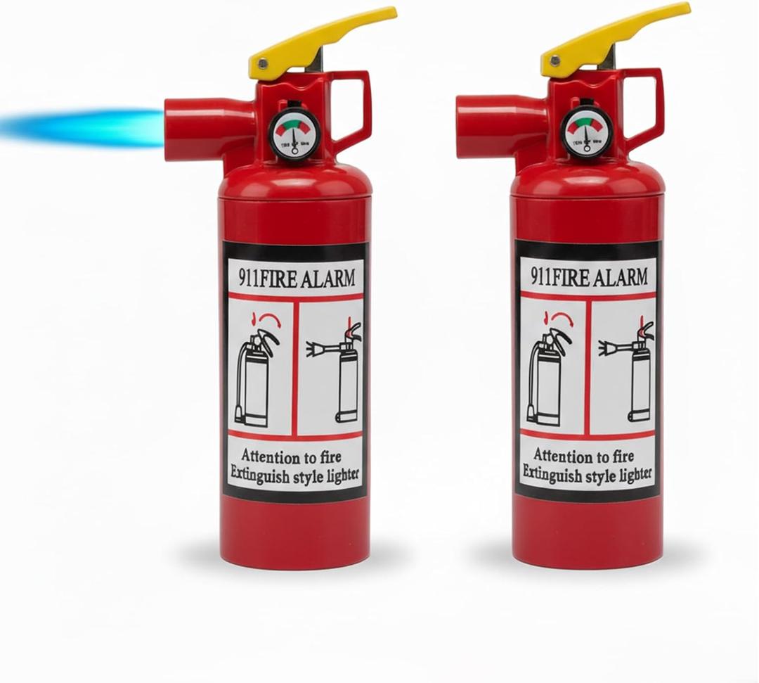 2 Pack Torch Lighter,Big Jet Flame Refillable Portable Butane Lighter,Novelty Red Metal Cylinder Windproof Adjustable Mini Blow Torch for Camping BBQ Grill Fireplace Outdoor Use(Fuel Not Included)
