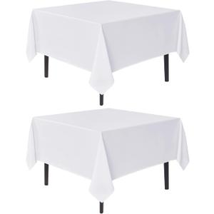 sancua White Large Square Tablecloths 85x85 Inch, 2 Pack - Fabric Table Cloth for Square or Round Tables, Washable Polyester Table Cover for Outdoor Party, Birthday, Buffet, Resturant