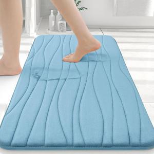 Buganda Memory Foam Bathroom Rug Mat 30x20, Extra Soft and Absorbent Bath Mats, Non-Slip and Machine Washable Bath Rugs for Bathroom Floor,Tub and Shower, Blue