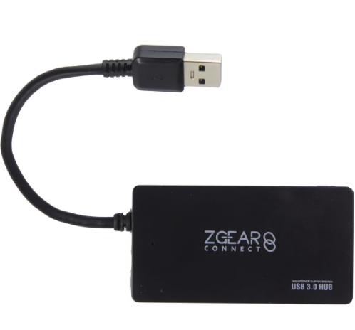 ZGear Connect Four Port USB 3.0 Data Hub - Black