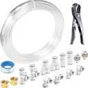 Pneumatic Tubing Clear Polyurethane PU Air Hose Pipe Tube Kit 16mm OD 12mm ID 10 Meter 32.8ft for Air Line or Fluid Transfer (16mm x 10M)