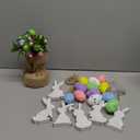 Easter Decor Include 12 Inch Easter Egg Tabletop Tree with Warm Light String 6 Bunny Wooden Signs and 12 Decorative Speckled Eggs for Table Decorations