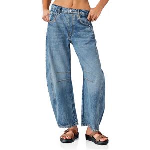 PLNOTME Women's Baggy Boyfriend Jeans Vintage Wide Leg Mid Rise Barrel Denim Ankle Pants Size 4