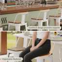 Andeworld Bar Stools Set of 4 Counter Height Stools Industrial Metal Barstools with Wooden Seats(24 Inch, Distressed White)
