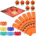 6 Packs Halloween Crackers Thanksgiving Crackers No Snap Party Favors with Wind up Pumpkin Paper Hat Holiday Table Favor Supplies Racing Game for Adults Fall Autumn