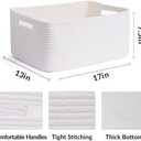 Large Storage Baskets for Shelves, Closet Organizers Bins for Clothes Blanket Towels, Baby Nursery, Toy Baskets Box, Woven Rope Baskets, 17 x 13 x 7.5, 3 Packs Off White