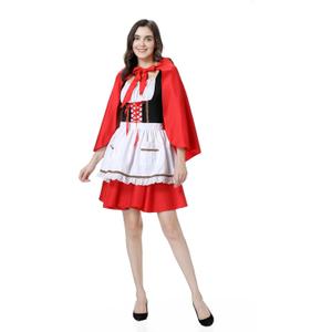 Colorful House Red Little Riding Hood Costume For Women, Christmas Halloween Party Dress with Cape Adult Role Playing (S)