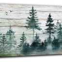 Farmhouse Pine Tree Wall Art Forest Picture Wall Decor Rustic Wood Mountain Canvas Prints Artwork for Living Room Kitchen Cabin Home Decor Vintage Landscape Poster Painting Decorations 14x48