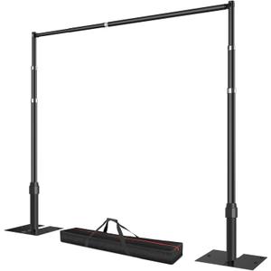 Pipe and Drape Backdrop Stand, 10x10ft Heavy Duty Adjustable Background Frame with Metal Base, Back Drop Holder for Parties Photography Wedding Photoshoot Decoration - Black
