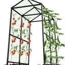 Metal Garden Arch Trellis for Climbing Plants Outdoor, 7.1FT Extra Tall Cucumber Trellis for Raised Bed, Plant Trellis for Vegetable Fruit Flower VineBlack