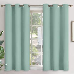 YoungsTex Sage Green Blackout Curtains 48 Inches Length 2 Panels - Short Thermal Insulated Drapes with Grommet Room Darkening for Living Room Bedroom Window, 42 x 48 Inch