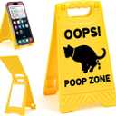Humorous Pet Accident Warning Desk Sign Yellow Warning Style Table Decor Funny Gift for Coworkers Friends Home Office Tabletop Cubicle Phone Holder Mirror Stand