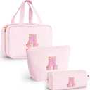 Mothers Day Gifts for Mom Daughter Teen Girls Women - Toiletry Bag Initial Makeup Bag | Travel Cosmetic Bag | 8 9 10 11 12 13 14 15 16 Years Old Girl Gifts Trendy Stuff - Pink A