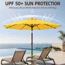 11FT Solar Lighted Patio Umbrella, Outdoor Table Market Umbrellas with Crank Lift, 32 LED Lights, 8 Sturdy Ribs, UV-Resistant for Deck, Garden, Pool