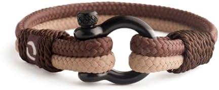 Mens Rope Bracelet - Stainless Steel Black Shackle, Extremely Durable and Scratch Resistant Waterproof Paracord, Handmade, Nautical Wristband for Men Pack of 3
