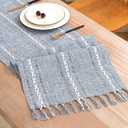 Table Runner, Rustic Farmhouse Linen Waterproof Table Runners for Holiday Party, Dresser Decor and Dining Room Decorations-Blue-14 x72, 4-6 Seats
