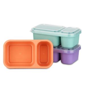 2-Compartment Reusable Snack Containers with Lids, Wheat Straw Reusable Snack Packs for Food Storage Meal Prep On-the-Go Snacking