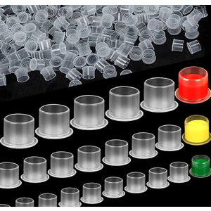 1000Pcs Ink Caps Medium - Tattoo Ink Cups White Plastic Disposable Pigment Cups With Base Microblading Makeup Tattoo Caps 14mm Medium for Tattoo Ink Pack Of Two