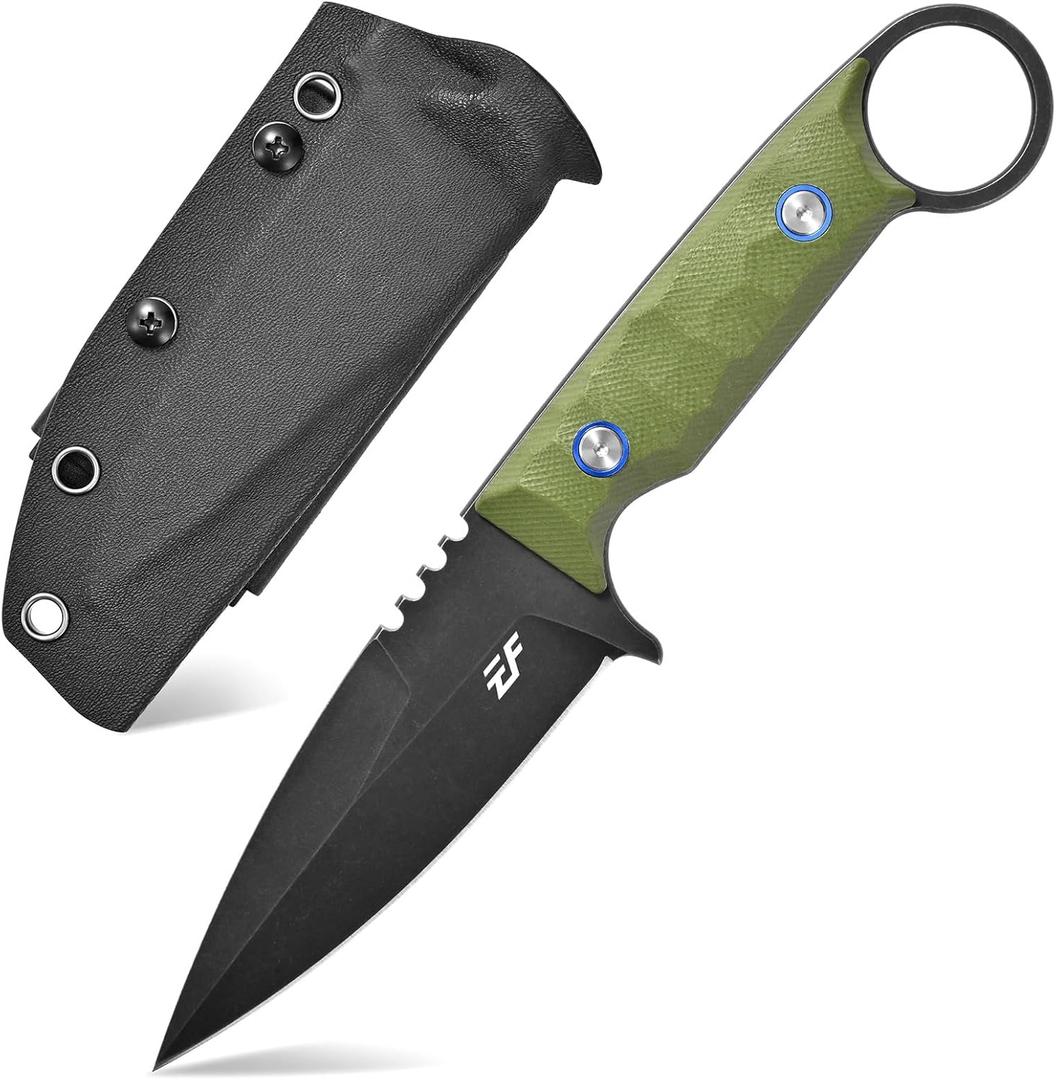 Eafengrow EF152 Fixed Blade Knife K110 Steel Blade G10 Handle Full Tang EDC Tool Knife for Outdoor Working Camping Hiking (green)