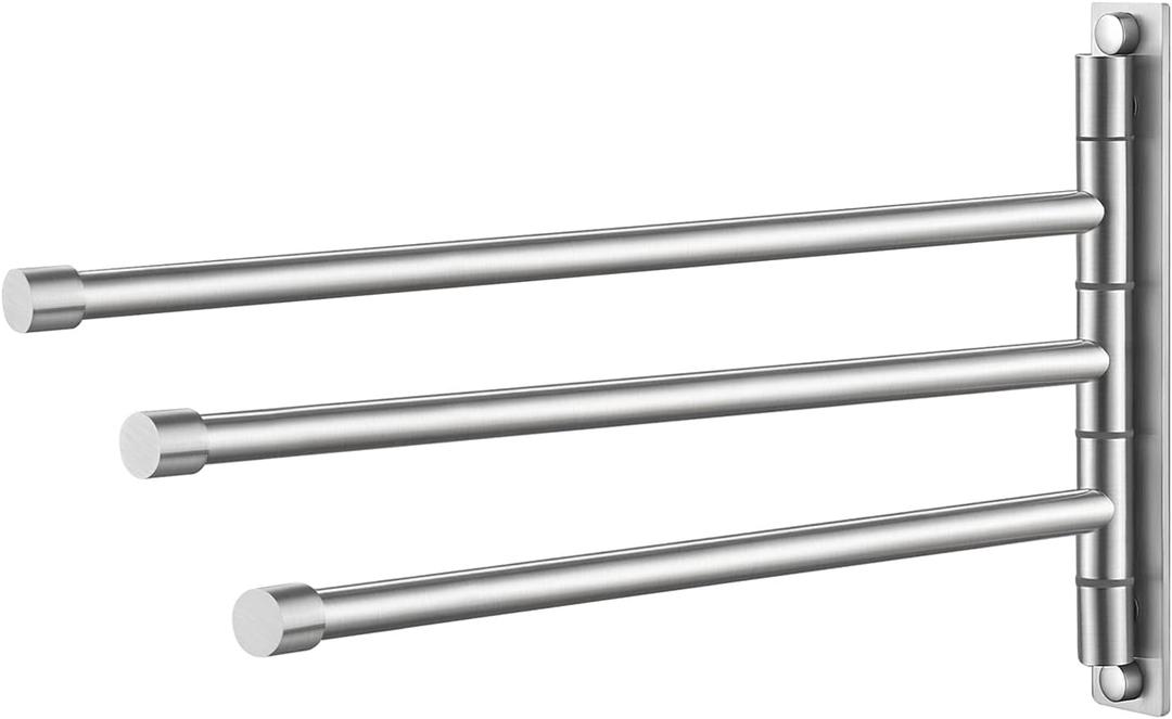 KES Bathroom Towel Bar 13.8 Inch Swing Arm Wall Mount Swing Out 3-Arm Towel Holder SUS304 Stainless Steel Brushed Finish, A2102S3-2