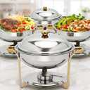 Chafing Dishes for Buffet 4 Pack, 7.5QT Round Stainless Steel Chafing Dish Buffet Set, Gold & Silver Food Warmers for Parties Catering Wedding Banquet, Buffet Servers and Warmers