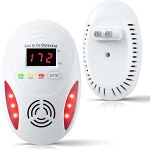 Carbon Monoxide Detectors and Natural Gas Detector, Carbon Monoxide Detectors Plug in, Dual Alarms Gas Leak Detector with Light - Natural, Co Leak Detection for Home, RV Essentials, White, 1Pcs