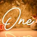 Planzo One Led Neon Sign Light 1th One Year Old Birthday Baby Cave Backdrop Bedroom Wall Sign Decor Banner Wedding Party Decor Gifts USB 11.81"x8.66" Warm White