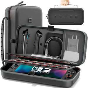 Pack of 2, Carrying Case Compatible with 2025 Nintendo SW 2, Large Switch 2 Case Travel Bag Fit for Joycon & Adapter, Protective Switch 2 Carry Holds 28 Game Cards for Game Cube Game